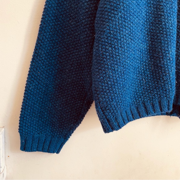 April Cornell Vintage Wool Cardigan Knit Sweater Blue Button Front sz L - Picture 7 of 11